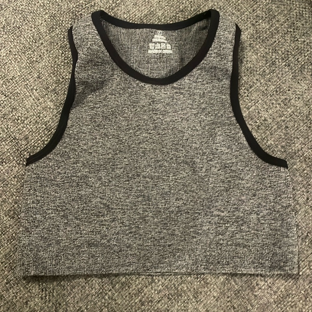 black and gray sports bra